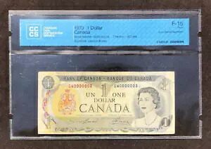 カナダ銀行 1973 年 $1 1 ドル #GW0000003 低シリアル番号 CCCS F-15