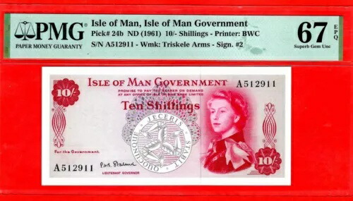 マン島 10 シリング 1961 P24b GEM UNC PMG 66 EPQ (TK 11 704)