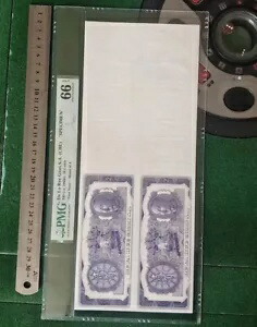 中国紙幣標本 De La Rue Giori S.A. 1946 20 セント PMG 66 EPQ 4 枚シート