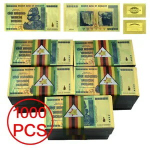 1000 ピース/ロットお土産ジンバブエ金箔紙幣 100 兆ドル工芸品