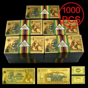 1000 個ジンバブエ 1 四兆ドルメモリ金箔紙幣工芸品マネー