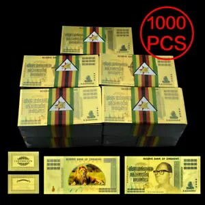 100 デシリオン ドル 1000 枚 ジンバブエ 金箔紙幣コレクション UV 付き