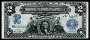 1899 $2 美しいCRISP EXTRA FINE+ ブルーシールシルバー証明書！