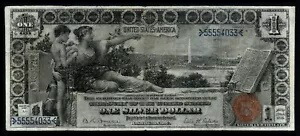 1896 年 $1 ラージサイズ シルバー証明書 - 人気の教育シリーズ 注意! VF+！