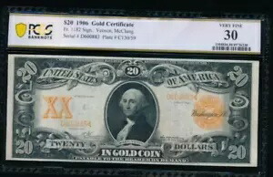AC Fr 1182 1906 $20 ゴールド証明書 PCGS 30 バーノン/マックラングはさらに厳しい年になりました!