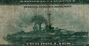 シカゴ地区紙幣の 2 ドルの 1918 年連邦準備銀行の戦艦