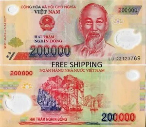 10,000,000 ベトナム ドン 50 X 200,000 VND ポリマー紙幣 未流通通貨