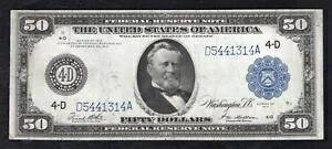 FR。 1039a 1914 $50 50 ドル フランス連邦準備銀行紙幣 オハイオ州クリーブランド VF+
