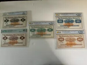 Manhattan Silver Mining Co. オースティン ネバダ州 $1,3,5,10,20、5 個セット、187_s、UNC GEM