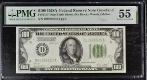 USA アメリカ 100 ドル 1928A FR#2151 AUNC / オハイオ州クリーブランド / PMG 55