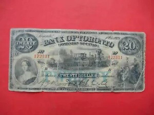 カナダ 1929 (1887) $20 ドル トロント銀行 P - S688e、電車