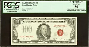 1966年 - 100ドルの法定通貨Fr. 1551 PCGS 新しい 50 の VERY CHOICE! について