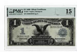 1899 $1 シルバー証明書 - 「ブラック イーグル」 - Fr.231 - ネイピア/トンプソン - PMG 15 - キーノート