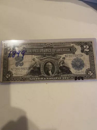 1899年 $2 2ドル「ミニポートホール」シルバー証明書 大型紙幣 Fr 256 ニース