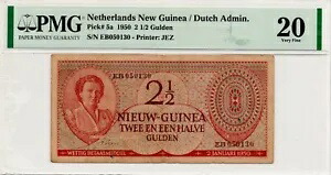 オランダ ニューギニア 2 1/2 グルデン 1950 ピック 5 (PMG 20 VF) レア