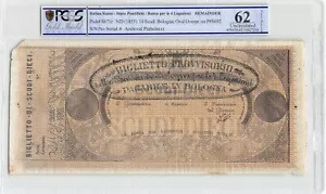 イタリア / ボローニャ 10 スクーディ ND. 1855 S 671r PCGS 62 未流通紙幣