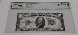 1934 *MULE* $10 10 ドル銀証明書レガシー ジェム 新品 65 PPQ Fr. 1701m