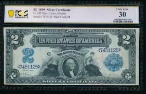 AC Fr 249 1899 $2 シルバー証明書 PCGS 30