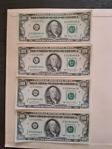 1981 年 4 回連続の 100 ドル紙幣通貨