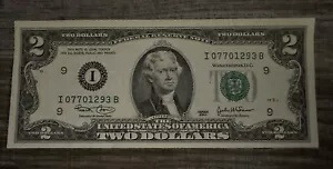 US $2 2 ドル紙幣 2003 シリーズ、低シリアル番号。素晴らしい状態