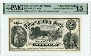 1870 年代頃 ティファニー コミッション スクリップ ニューヨーク $2 AD ノート PMG Ch XF 45 (L1026)
