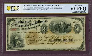 1873 機械工および農民建設および融資協会 SC $2 65 PPQ PCGS (L0566)