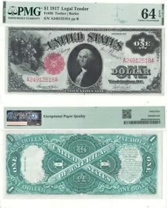 1917 年 $1 法定通貨札 F-36 PMG Ch Unc-64 EPQ