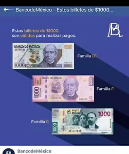 2002 - 2006 - 2019 メキシコ 1000 ペソ。 BANCO de Mexico ビレット ロット 3 個