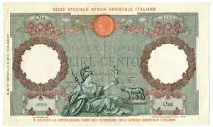 100 リラ CAPRANESI AQUILA アフリカ オリエンターレ イタリアナ AOI 14/01/1939 qSPL