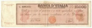 10000 リラ TITOLO PROVISORIO TESTINA LUOGOTENENZA UMBERTO 04/08/1945 MB/BB