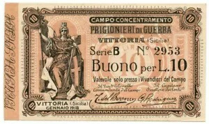 10 リラ カンポ コンセントラメント プリジョニエリ ディ ゲッラ 第一次世界大戦 ヴィットリア GEN. 1918 年 qFDS
