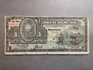 メキシコ、エル バンコ デ ケレタロ 1 ペソ 1914
