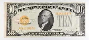 1928 年 $10 米国ゴールド証明書 Fr#2400 *1008