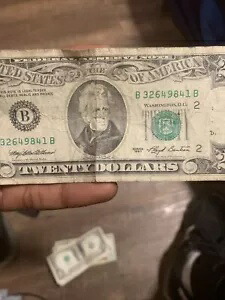 1993 年 20 ドル紙幣 ヴィンテージ 連邦準備制度理事会 ニューヨーク市 シリアル番号 B32649841B