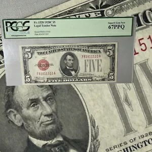 $5 5 ドル 1928 C 法定通貨紙幣 FR 1528 EPQ Super GEM PCGS MS67 67 PPQ