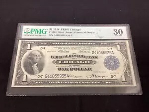 1918 年 $1 連邦準備銀行券 FRBN FR#729 - シカゴ - PMG グレード 30