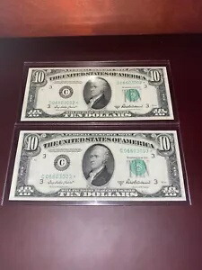 1950 B 連続 $10 ドル紙幣スター紙幣の希少な宝石。 CRYSP.素敵なビル..