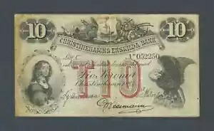 スウェーデン クリスティーンハムス エンスキルダ銀行 10 クローネ 1884 年発行の珍しい古い地方銀行発行!