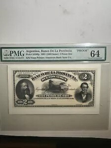 アルゼンチン州銀行「PROOF」 2 ペソ オロ 1881 (1883 年発行) ABNC