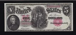 US 1907 $5 法定入札ウッドチョッパー FR 88 VF-XF (063)