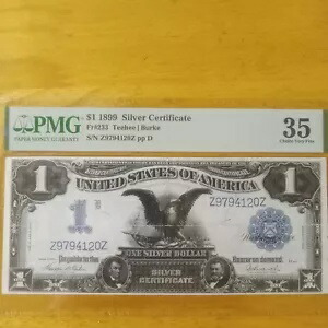$1 1899. SILVE= 証明書 Fr#233 s/n Z9794120Z