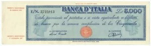 5000 リラ TITOLO PROVVISORIO MEDUSA REPUBLICA ITALIANA 28/01/1948 BB+