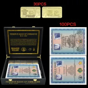 100 個と 30 個のゴールドバー Googolplex コンテナ ジンバブエ証明書 UV 付き