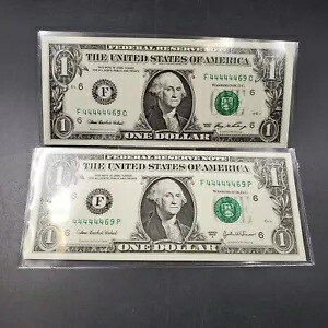 まったく同じシリアル番号の一致ペア CH UNC 2003 A & 2006 $1 FRN 通貨