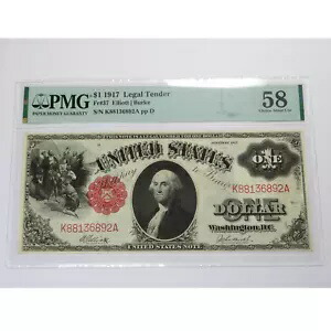 1917 PMG 58 - 米国法定通貨 $1 1 ドル紙幣 FR 37 #47780F