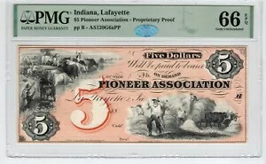 インディアナ州 - パイオニア協会 - $5 - PMG Gem Uncirculated 66 EPQ - Prop. Proof