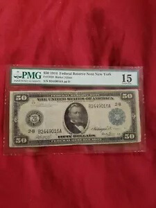 1914年 $50 Frn NY FR 1029 : PMG 15 ガラスノート