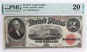 1917 法定入札 $2 スターノート Fr#60* スター スピールマン ホワイト PMG VF20 スターノート!