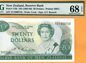 ニュージーランド-20 $-SIGN RUSSELL-LOW #000710-P.173b *PMG 68 SUPERB GEM UNC*TOP POP*