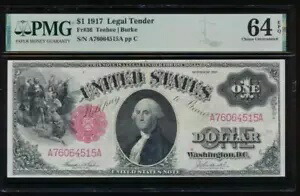 AC Fr 36 1917 $1 法定通貨 PMG 64 EPQ unc !!!